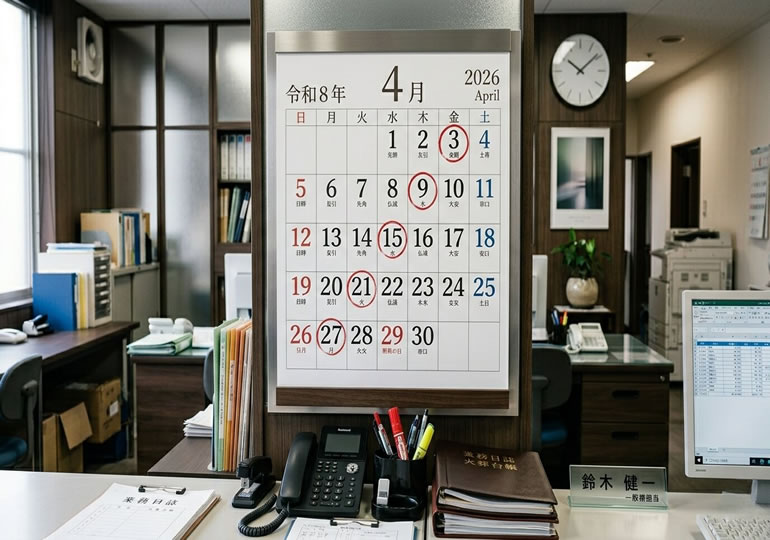 友引に印をつけてあるカレンダー