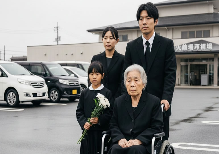 火葬への参列について相談する親族