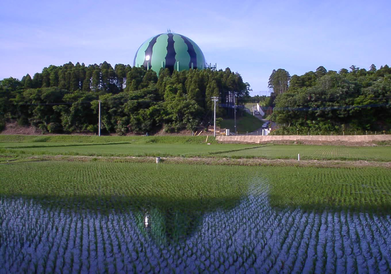 富里市の街並みとスイカ畑