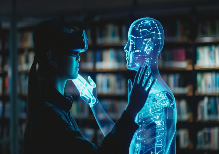 AIで再現された娘に話しかける母親